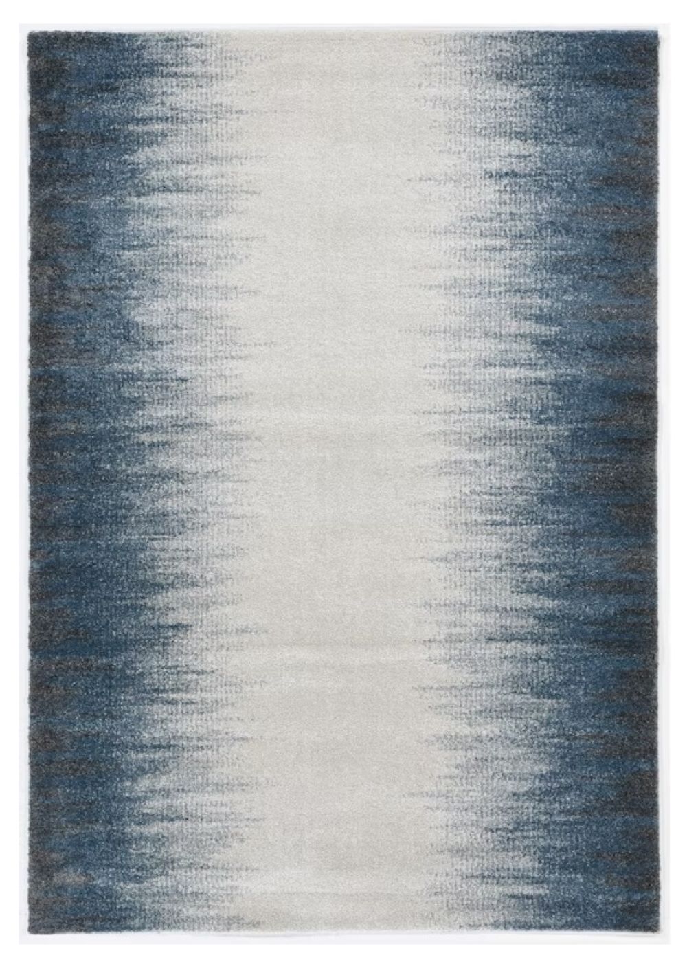 5' X 8' Ivory Or Blue Gradient Bordered Indoor Area Rug