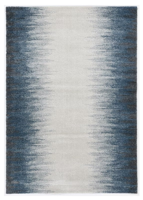 5' X 8' Ivory Or Blue Gradient Bordered Indoor Area Rug