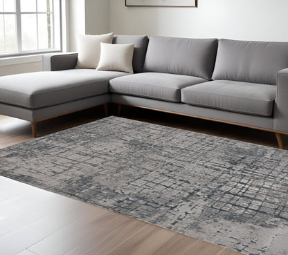 10' X 13' Gray And Ivory Abstract Area Rug