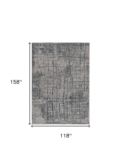 10' X 13' Gray And Ivory Abstract Area Rug