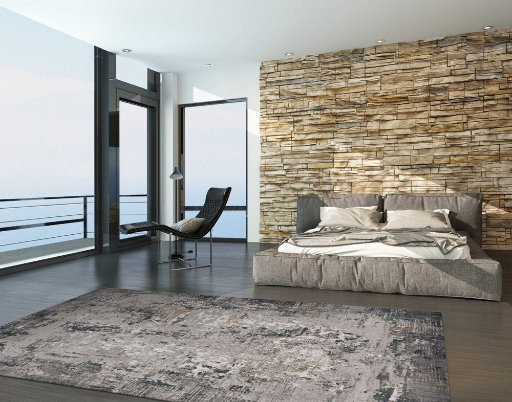 10' X 13' Gray And Ivory Abstract Area Rug