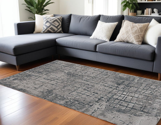 10' X 13' Gray and Ivory Abstract Area Rug