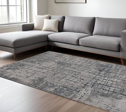 10' X 13' Gray and Ivory Abstract Area Rug