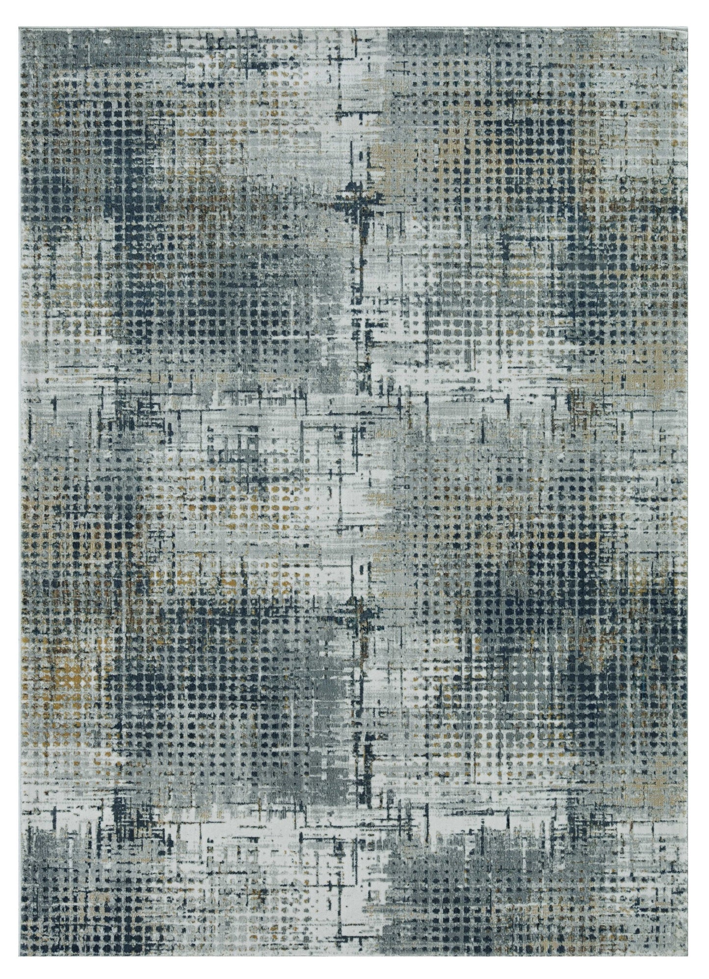 3' X 5' Ivory Navy and Gray Abstract Area Rug