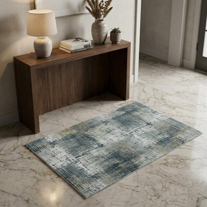 8' X 11' Ivory And Gray Abstract Area Rug