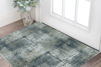 8' X 11' Ivory And Gray Abstract Area Rug