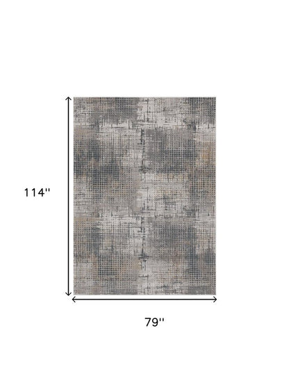 8' X 11' Ivory And Gray Abstract Area Rug