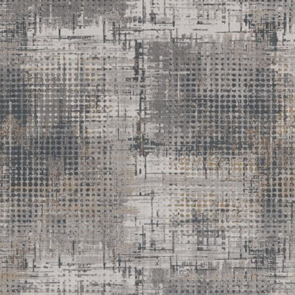 8' X 11' Ivory And Gray Abstract Area Rug
