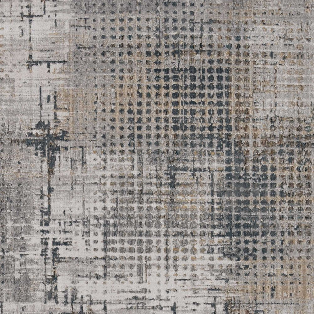 8' X 11' Ivory And Gray Abstract Area Rug