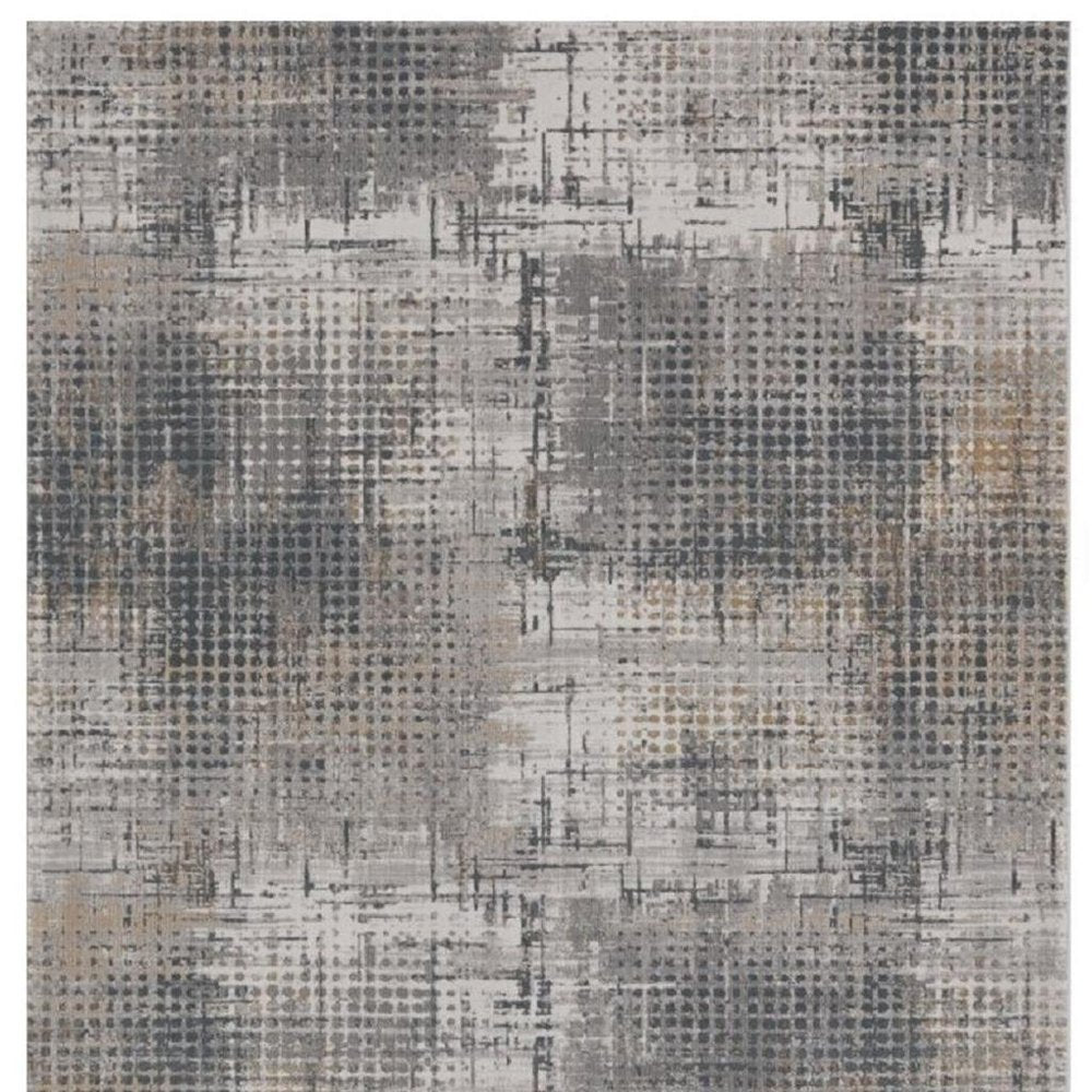 3' X 5' Ivory Navy and Gray Abstract Area Rug