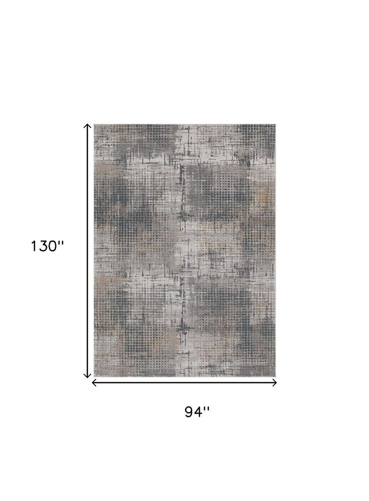 8' X 11' Ivory And Gray Abstract Area Rug