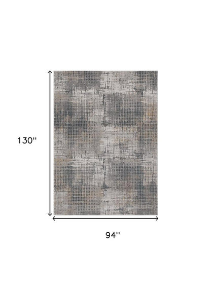 8' X 11' Ivory And Gray Abstract Area Rug
