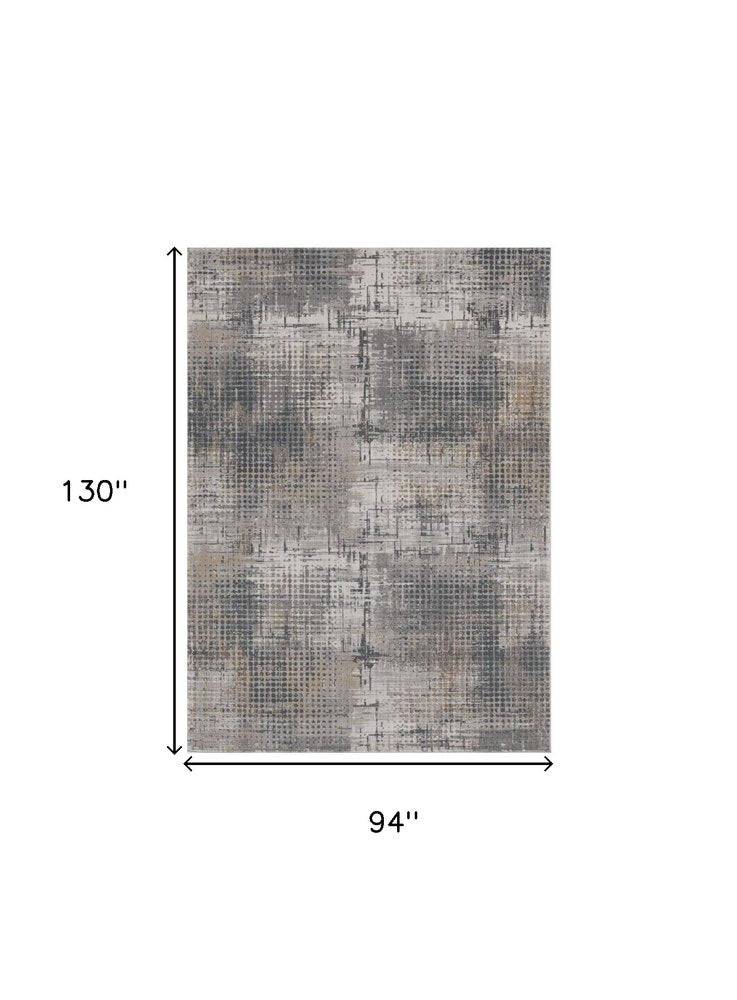 8' X 11' Ivory And Gray Abstract Area Rug