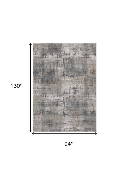 8' X 11' Ivory And Gray Abstract Area Rug