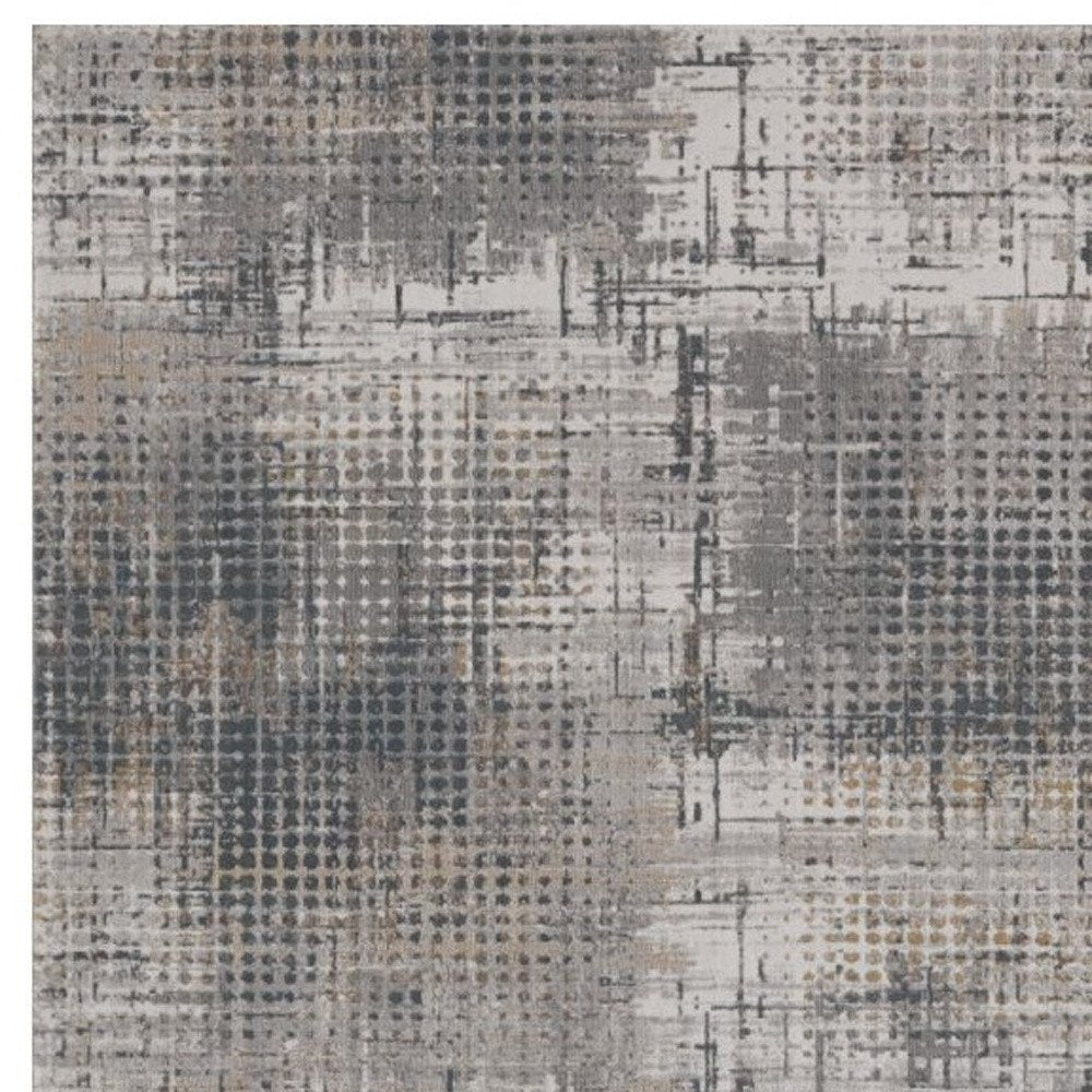 8' X 11' Ivory And Gray Abstract Area Rug