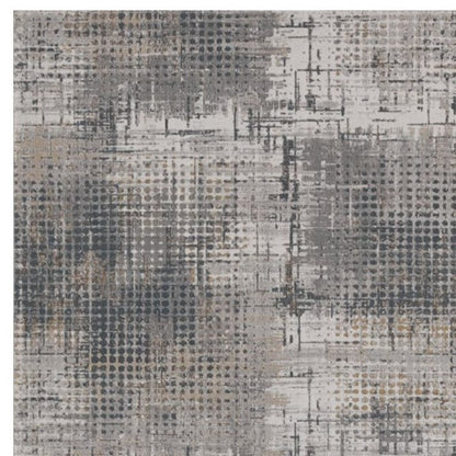 8' X 11' Ivory And Gray Abstract Area Rug