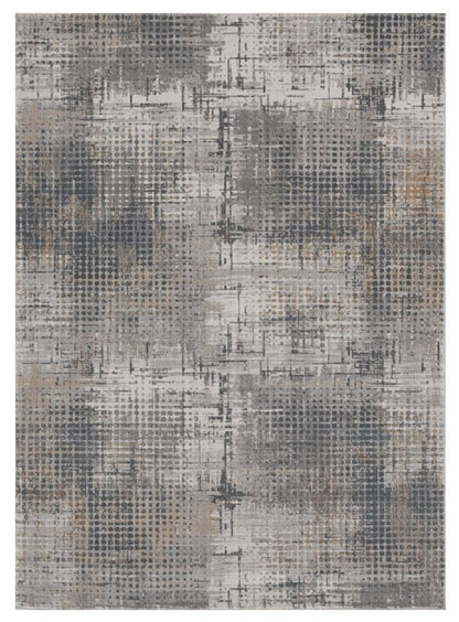 8' X 11' Ivory And Gray Abstract Area Rug