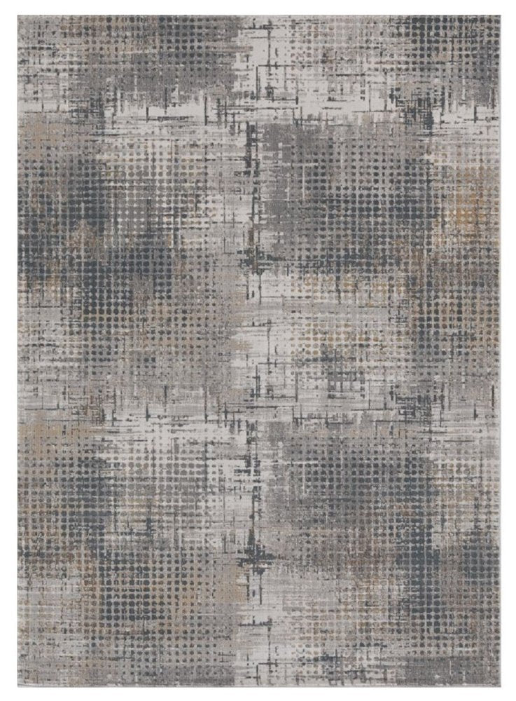 8' X 11' Ivory And Gray Abstract Area Rug