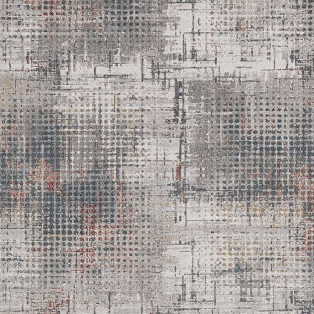 8' X 11' Ivory And Gray Abstract Area Rug