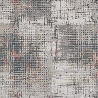 8' X 11' Ivory And Gray Abstract Area Rug