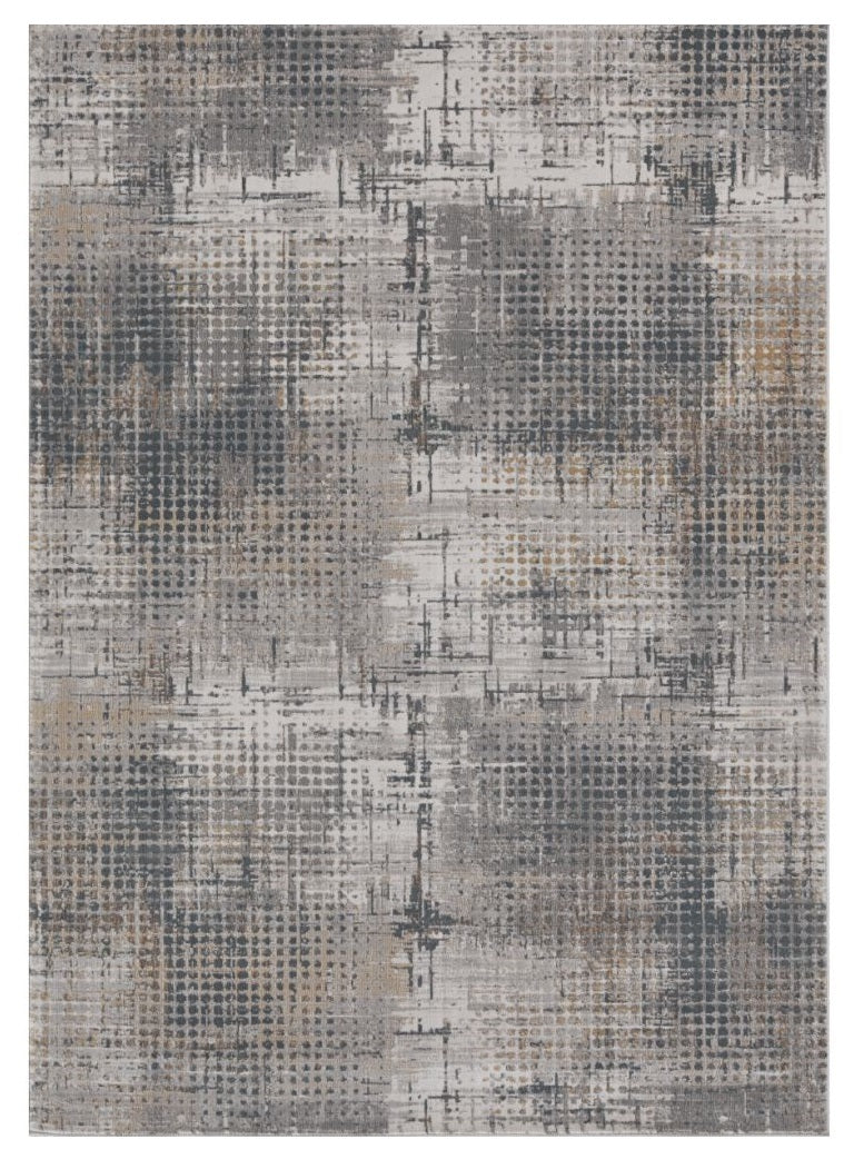 3' X 5' Ivory Navy and Gray Abstract Area Rug