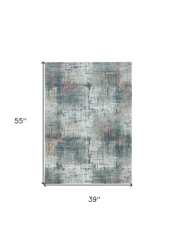 10' X 13' Ivory Gray and Gold Abstract Area Rug