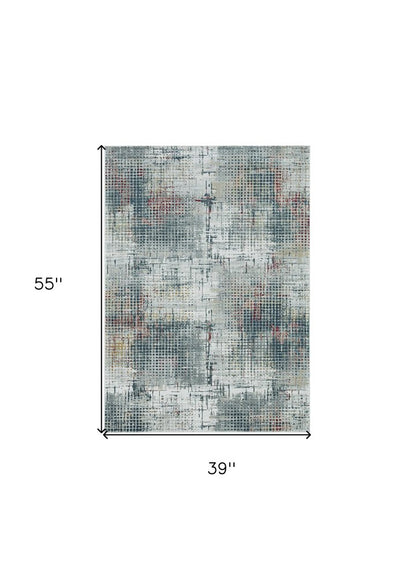 8' X 11' Ivory Gray And Gold Abstract Area Rug