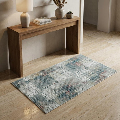 8' X 11' Ivory Gray And Gold Abstract Area Rug