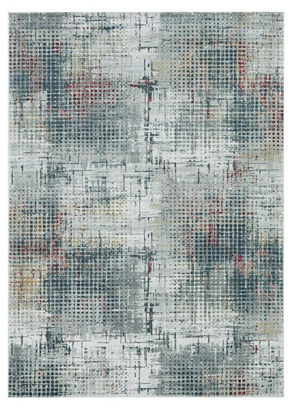 8' X 11' Ivory Gray And Gold Abstract Area Rug