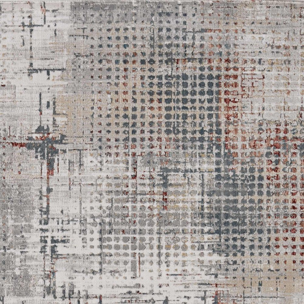 8' X 11' Ivory Gray And Gold Abstract Area Rug