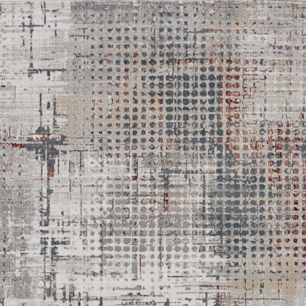 8' X 11' Ivory Gray And Gold Abstract Area Rug