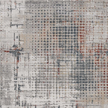 8' X 11' Ivory Gray And Gold Abstract Area Rug
