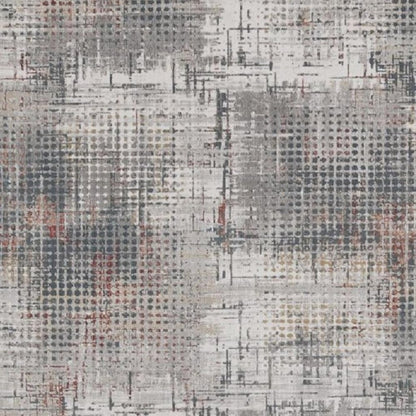 8' X 11' Ivory Gray And Gold Abstract Area Rug