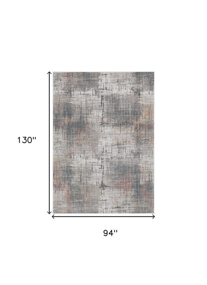 8' X 11' Ivory Gray And Gold Abstract Area Rug