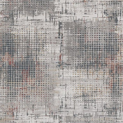 8' X 11' Ivory Gray And Gold Abstract Area Rug