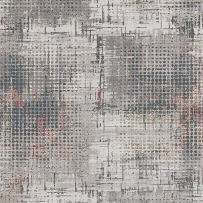 8' X 11' Ivory Gray And Gold Abstract Area Rug
