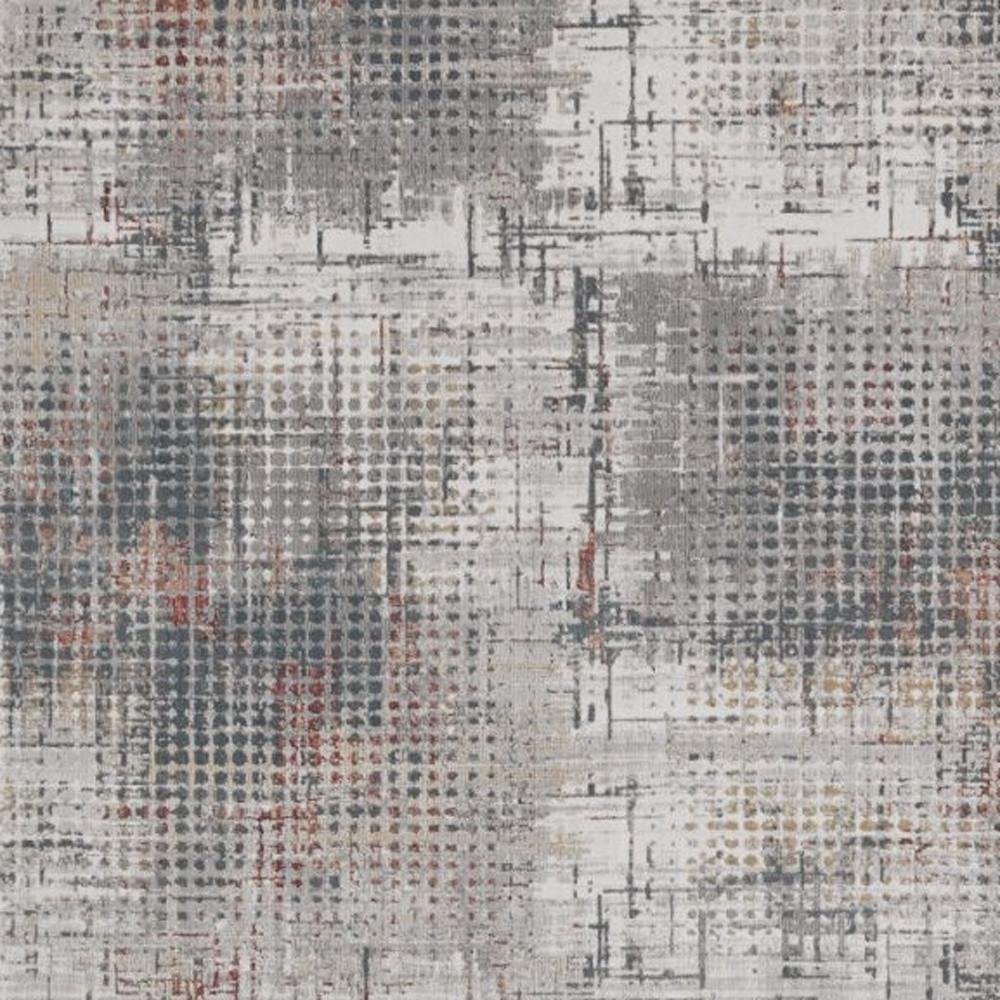 8' X 11' Ivory Gray And Gold Abstract Area Rug