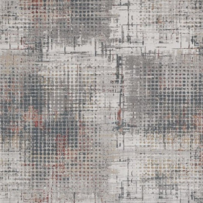 8' X 11' Ivory Gray And Gold Abstract Area Rug