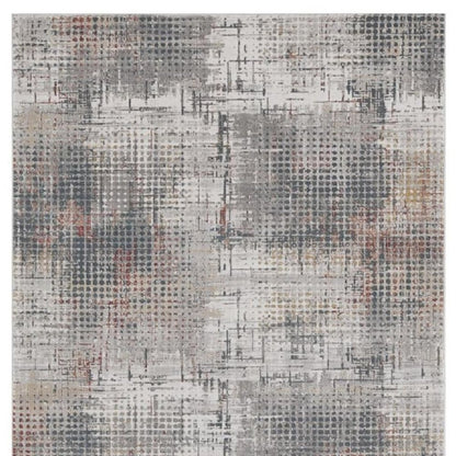 8' X 11' Ivory Gray And Gold Abstract Area Rug
