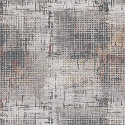 8' X 11' Ivory Gray And Gold Abstract Area Rug