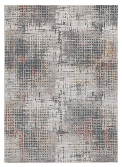 8' X 11' Ivory Gray And Gold Abstract Area Rug