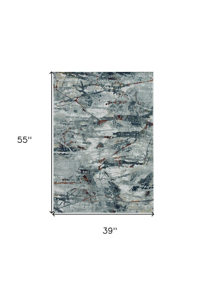 3' X 5' Gray Abstract Area Rug