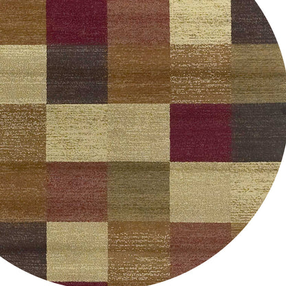 8' X 8' Cream Brown and Red Geometric Area Rug