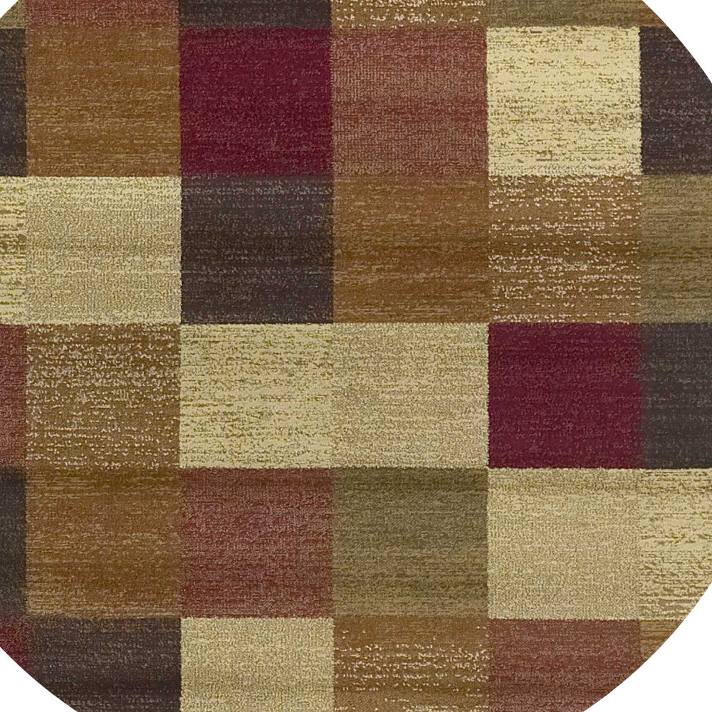 8' X 8' Cream Brown and Red Geometric Area Rug