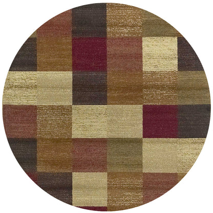 8' X 8' Cream Brown and Red Geometric Area Rug