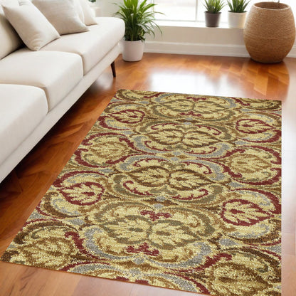 5' X 8' Multicoloured Floral Area Rug