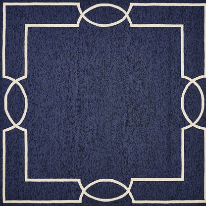 7' X 7' Ocean Blue Hand Hooked Area Rug