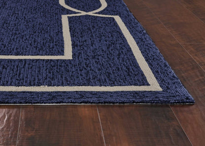 5' X 7' Blue And Ivory Handmade Indoor Outdoor Area Rug