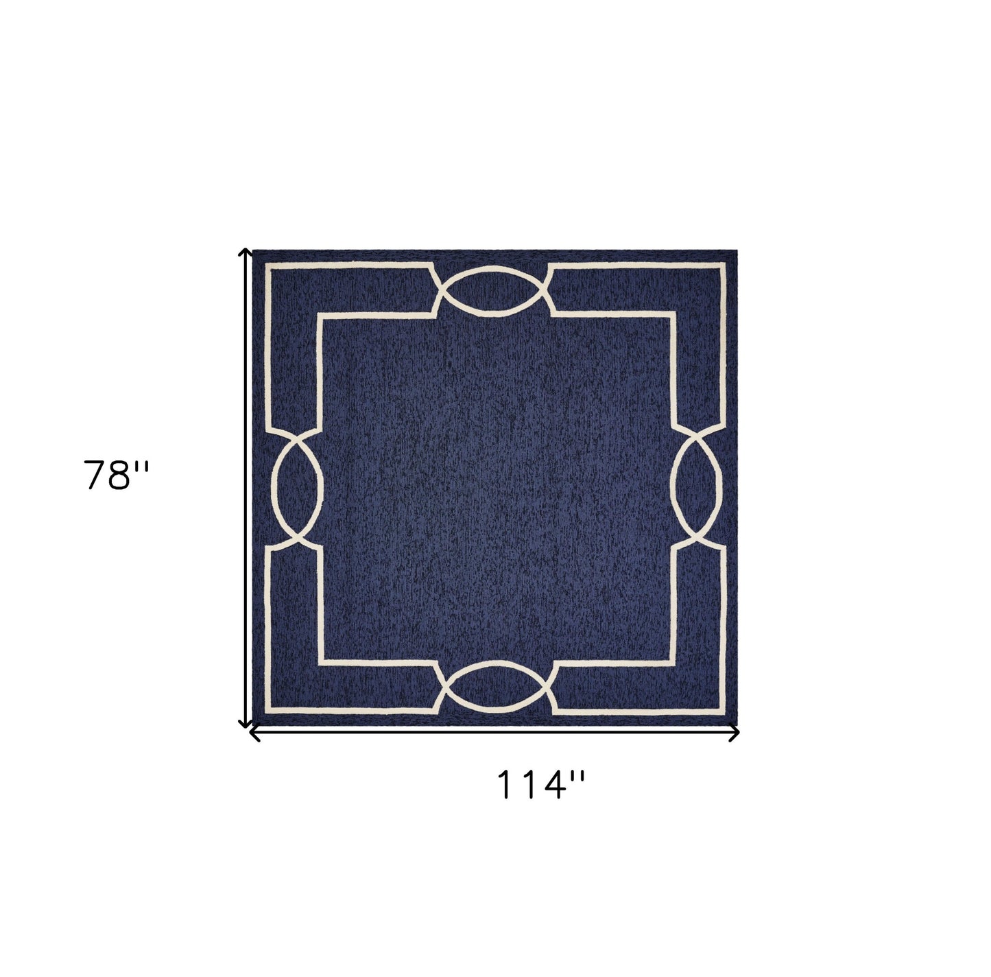 7' X 7' Ocean Blue Hand Hooked Area Rug