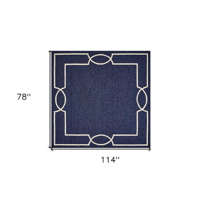 7' X 7' Ocean Blue Hand Hooked Area Rug